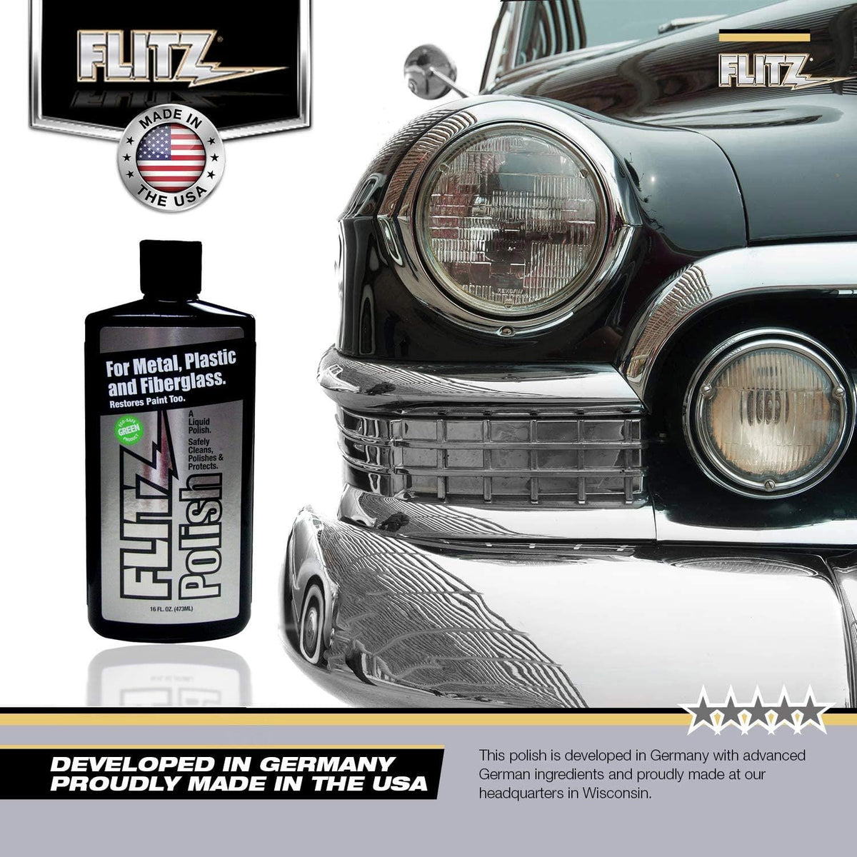 Flitz Multi Purpose Metal Polish Liquid - 3.4oz Bottle of USA-Made Tarnish Remover - For Aluminum, Chrome, Brass, Nickel, Silver - Non-Abrasive Metal Cleaner and Polish, Restorer (6 Pack)
