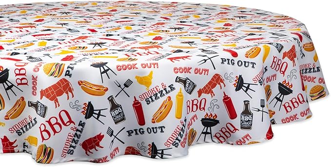 DII Outdoor Tabletop Collection, Stain Resistant & Waterproof, 60" Round, Barbeque