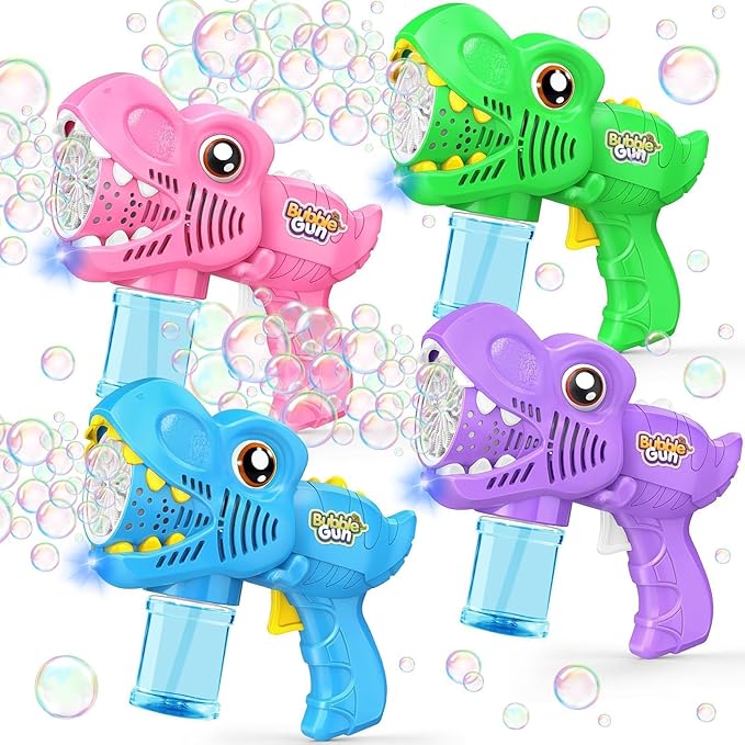 4 Pack Bubble Machine Guns - Toys for Boys Girls Ages 3-5 4-8 with 4 Bottle Solutions Kids Birthday Gift Bubble Blower for Kids Easter Toys Christmas Stocking Stuffers Valentines Outdoor Party Favors