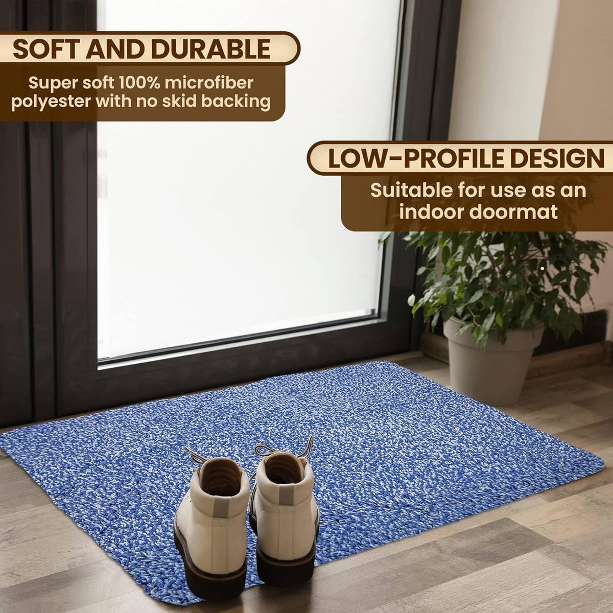 Premium Microfiber Indoor Door Mat – 36"x72" Washable Entry Mat, Non-Slip, Waterproof Backing, Super Absorbent, Low Profile Entryway Doormat for Indoor Entrance