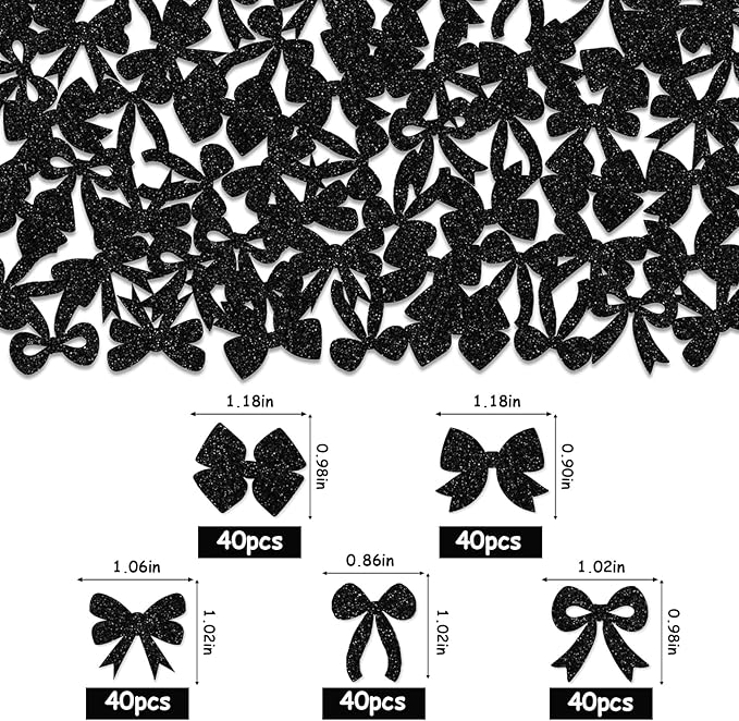 200 Pcs Black Bow Confetti, Bow Table Scatter Confetti Decorations, Black White Table Paper Decor for Baby Shower Birthday Wedding DIY Crafting Supplies