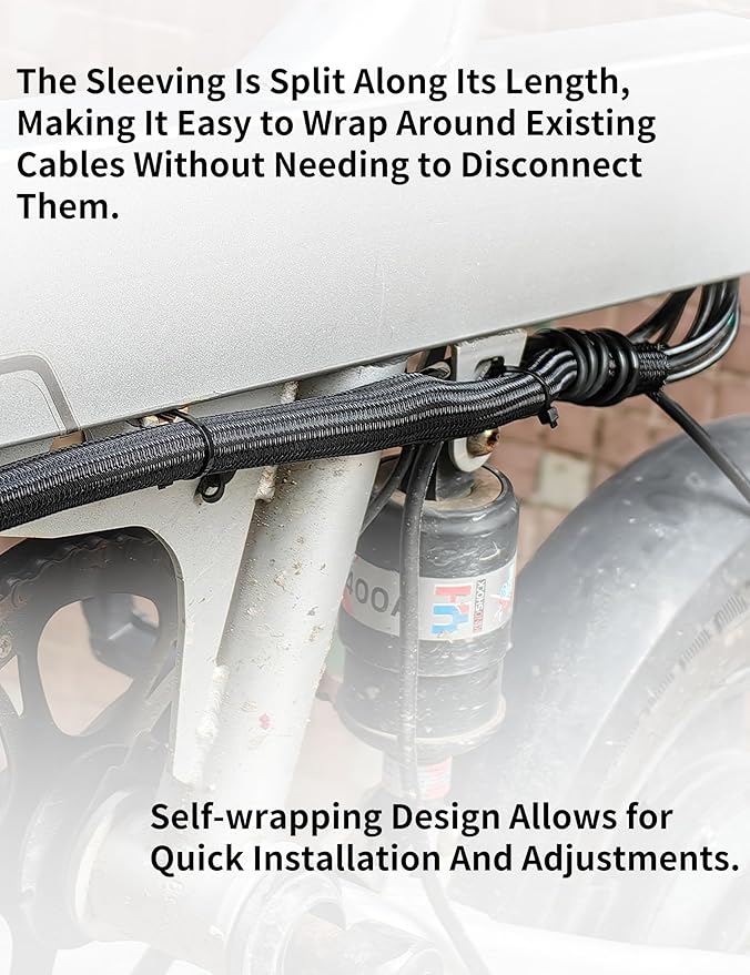 Cable Management Split Wire Loom Sleeve - Cord Hider & Protector for Desk, Pet Chew Proof, Wire Cover Organizer, Flexible Tube for Wires and Cables (3/16 Inch 12FT, Black)