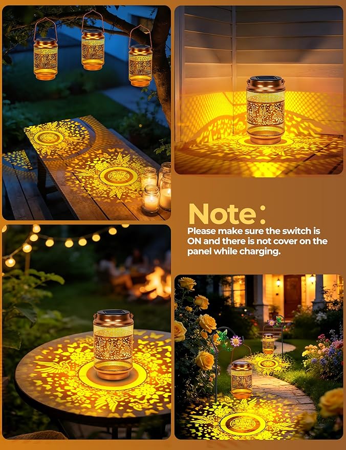 Mothers Day Gifts Hummingbird Solar Lantern Outdoor Waterproof with Shepherd Hook, Metal Hanging Hummingbird Garden Decor, Birthday Gifts for Women Mom Grandma Sister
