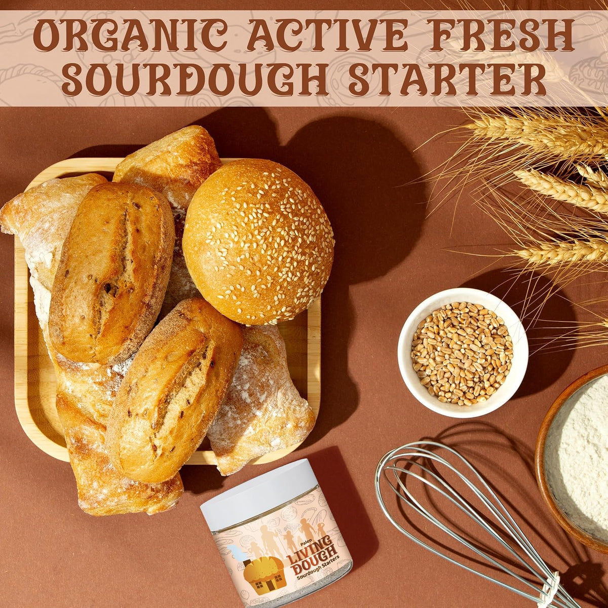 Paleo Gluten Free Organic Sourdough Starter Culture for Baking, 3.5 oz | Grain Free, Active &amp; Live Cassava Flour Sourdough Starter for Artisan Bread, Pizza Dough, Crackers &amp; Homemade Paleo Recipes
