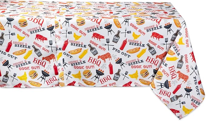 DII Outdoor Tabletop Collection, Stain Resistant & Waterproof, 60x84 w/Zipper, Barbeque