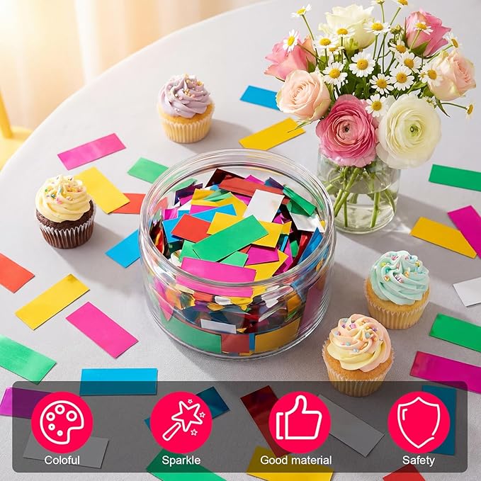 Sumind 1000 Grams Large Rainbow Metallic Confetti Multicolor Glitter Table Confetti Throwable Foil Party Decor for Wedding Birthday Gender Reveal Baby Shower Graduation Hanukkah Celebrations