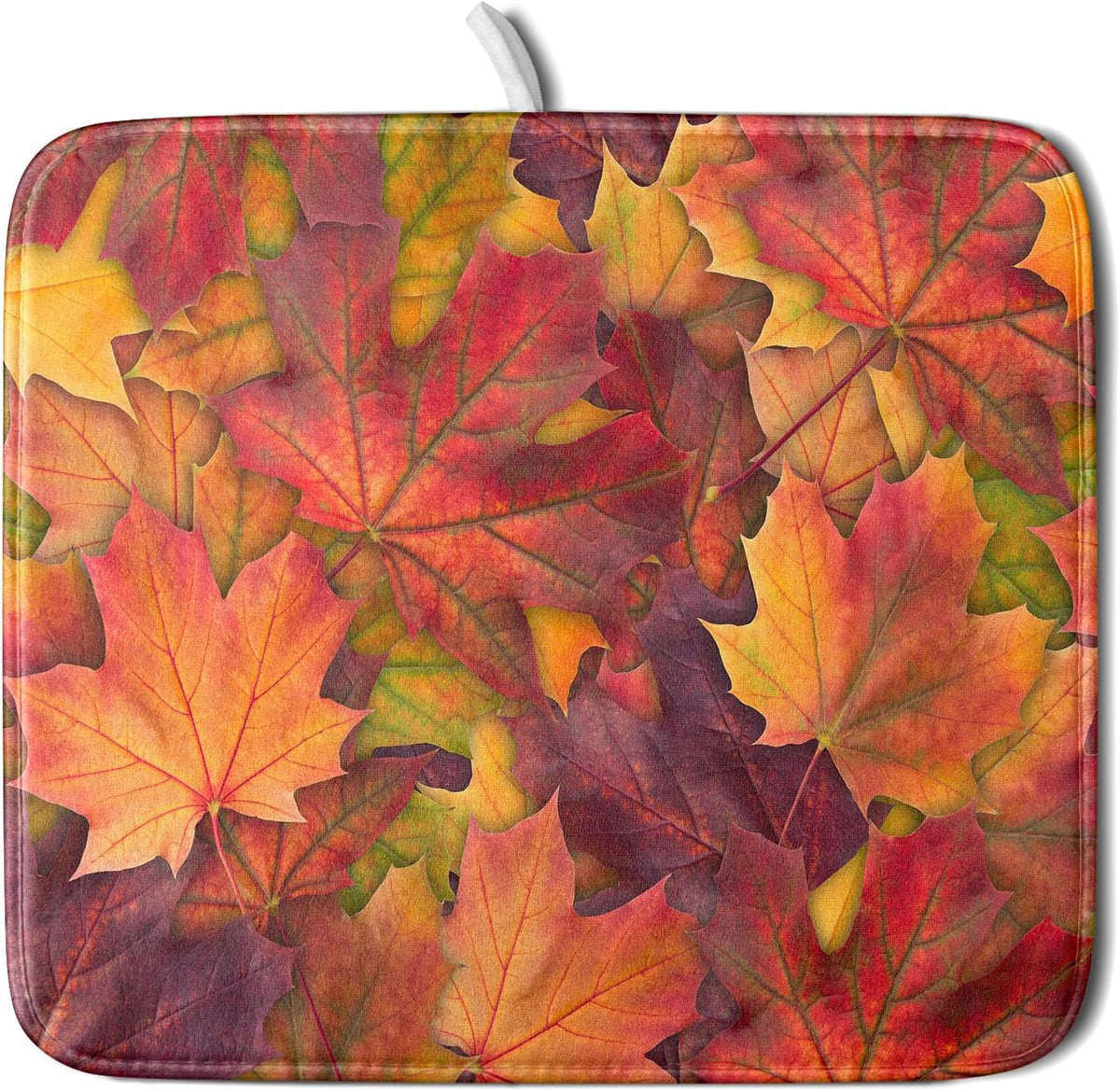 Colorful Autumn Maple Leaves Dish Drying Mat for Kitchen Counter Fall Drying Mat 16 x 18 Inch with Absorbent Reversible Microfiber Dish Drying Pad