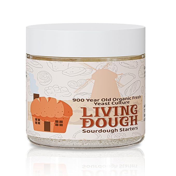Living Dough - 900 Year Old Sourdough Starter Culture - Active & Live Organic Sourdough Starter for Baking - For Artisanal Bread, Pizza Dough