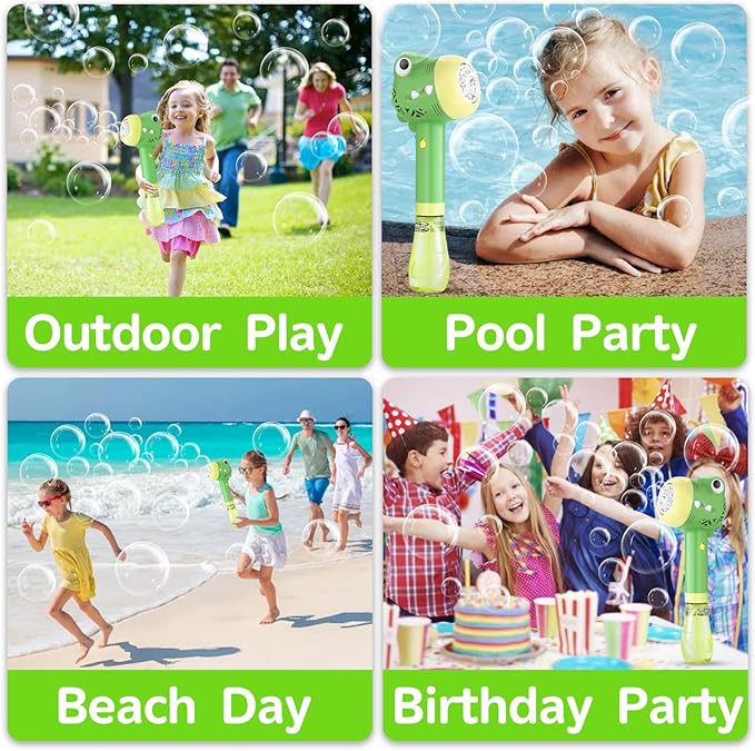 Bubble Machine Wand for Kids Toddlers Age 1 2 3 4 5 6 7 8 Years Old Birthday Party Easter Day Gifts with Music&Light Automatic Cute Baby Outdoor Outside Toy Game for Little Girl Boy Include Solution