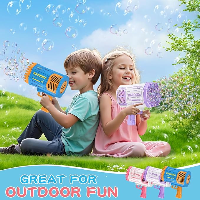Bubble Gun, 69 Holes Bubble Machine Bubbles Kids Toys for Boys Girls Age 3 4 5 6 7 8 9 10 11 12 Year Old, Summer Outdoor Toy Birthday Wedding Party Halloween Favors