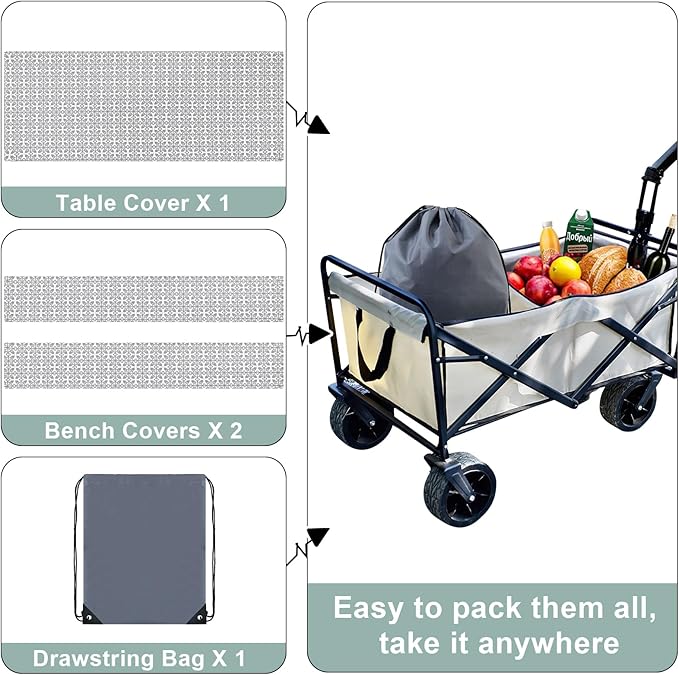 misaya Picnic Table Cover with Bench Cover, Waterproof Elastic Fitted Tablecloth for 8 Foot Tables, Rectangle Washable Polyester Tablecloths for Picnic, Camping, Outdoor (Grey, 30" x 96")