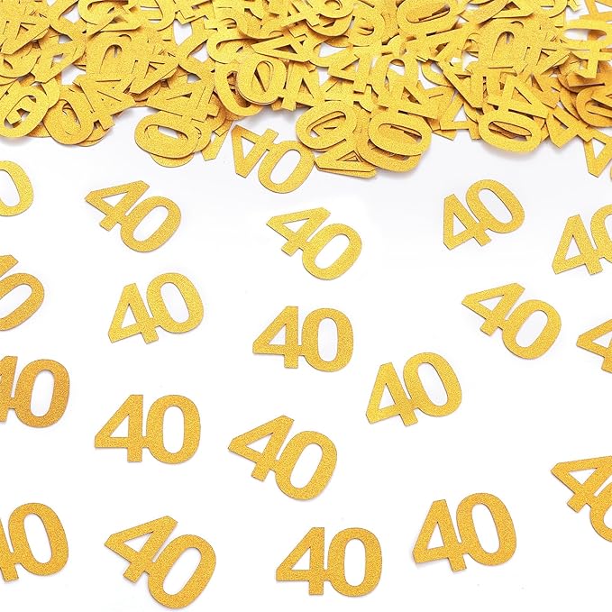 40th Happy Birthday Confetti Decorations - Gold Glitter Number 40 Party Decorations, Wedding Anniversary Party Table Decorations