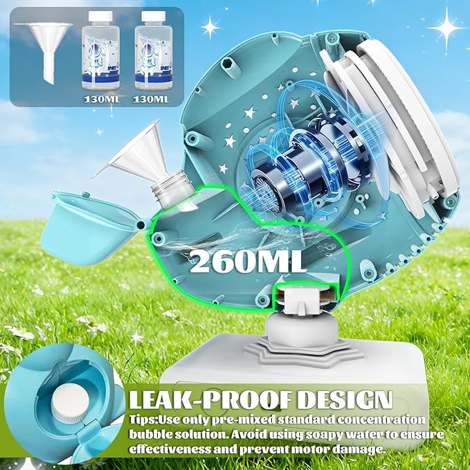 Sitodier Rechargeable Bubble Machine, Automatic 360° Rotatable Bubble Maker Toys with Light, Spaceship-Shaped Bubble Blower for Kids Toddlers, Easter, Birthday, Parties, Wedding, Outdoor Activities