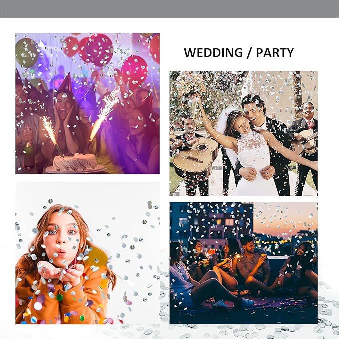 Party Confetti for Wedding Birthday Graduation Baby Shower Anniversary Christmas New Year's Kids Fun Party Supplies Decorations and Favors (Silver)