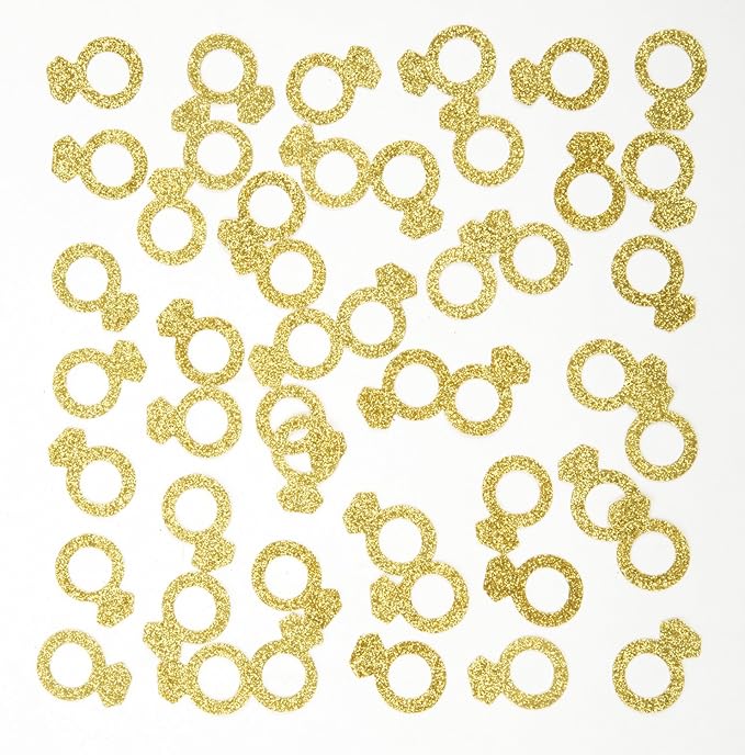 MOWO Gold Diamond Ring Confetti Table Decor and Event Decor, Gold Glitter, 200 Count