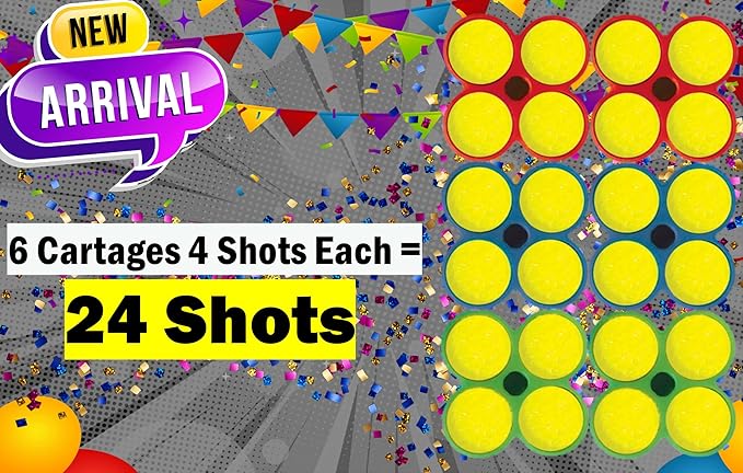 JA-RU Confetti Poppers Refills (24 Packs) – Refill Cartridges Compatible with JA-RU Confetti Popper Gun, Multicolored Confetti, Bulk Party Celebration Supplies | 956-24s