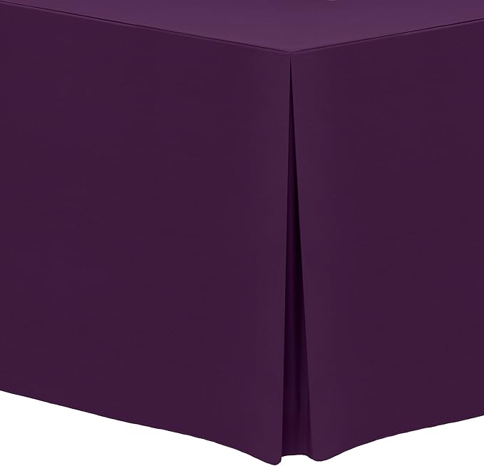 Ultimate Textile -10 Pack- 5 ft. Fitted Polyester Tablecloth - Fits 30 x 60-Inch Banquet and Folding Rectangular Tables - 42" H, Aubergine Eggplant
