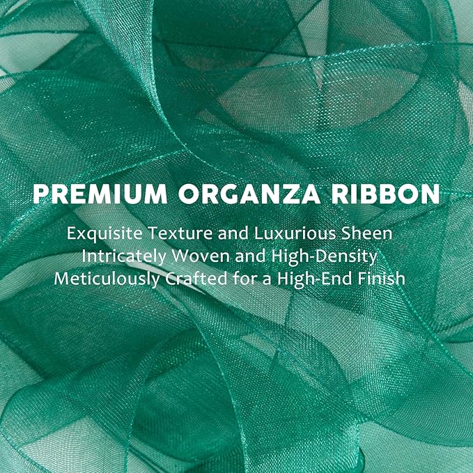 Organza Ribbon Set - Assorted Sheer Ribbons, 1" x 90 Yds, Colored, Clear, Chiffon, Tulle for Flower Bouquet, Gift Wrapping, Christmas Tree, Wedding Invitations, Wreaths, Bows, Crafts