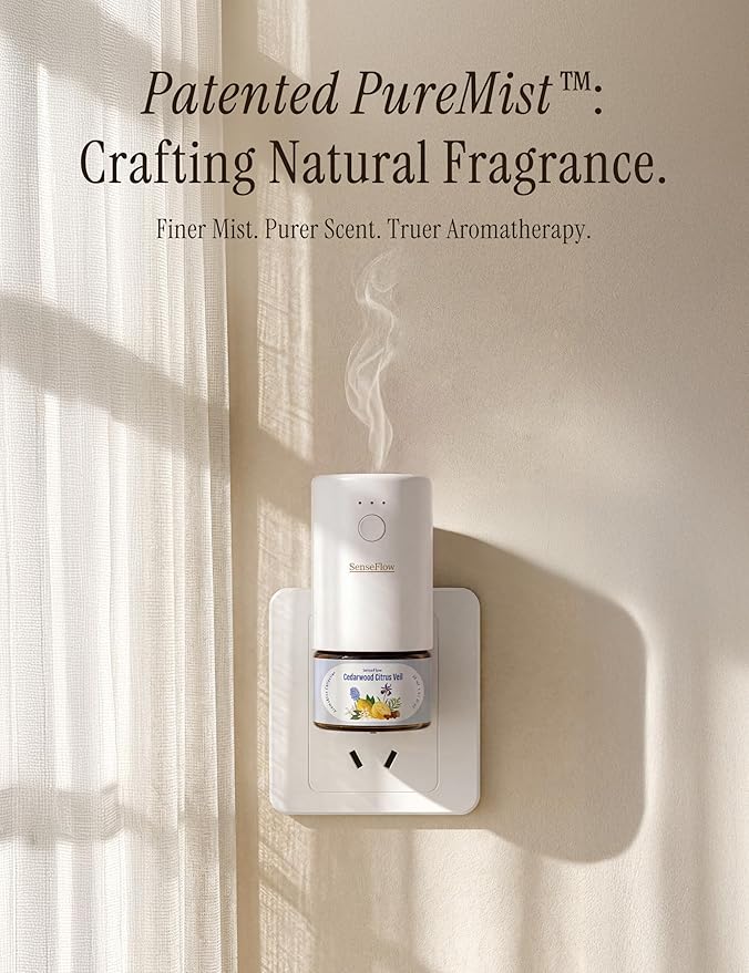 Plug-in Air Freshener for Home, Waterless Essential Oil Diffuser for Bedroom and Bathroom, Non-Toxic Formula for Pets and Nursery, 120 Days Runtime, Refillable Himalayan Cedarwood(Mauve)