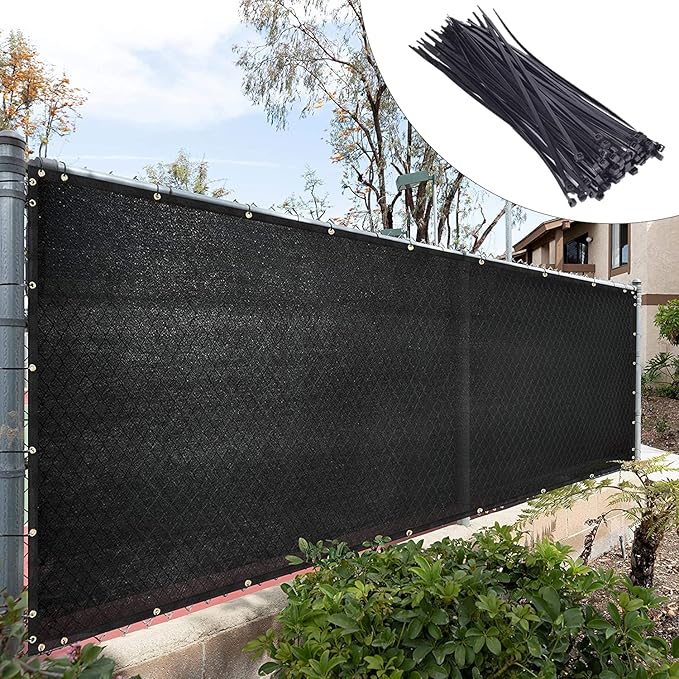 Royal Shade Custom Size 4' x 169' Black Fence Privacy Screen Windscreen Cover Netting Mesh Fabric Cloth - Cable Zip Ties Included (We Make Custom Size)