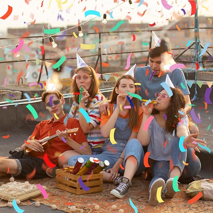 Confetti Poppers,6Pack Multicolor Confetti Cannon,12 Inch Party Poppers Confetti Shooters Launches 20-25FT for Birthday,Celebration,Wedding,Christmas,New Years Eve（6PACK）