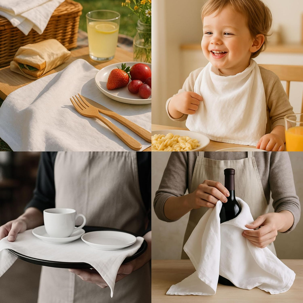 Thick Cotton Napkins – Flour Sack Napkin for Kitchen, Set of 12 (18"x18"), 100% Cotton, Highly Absorbent Hand Towels