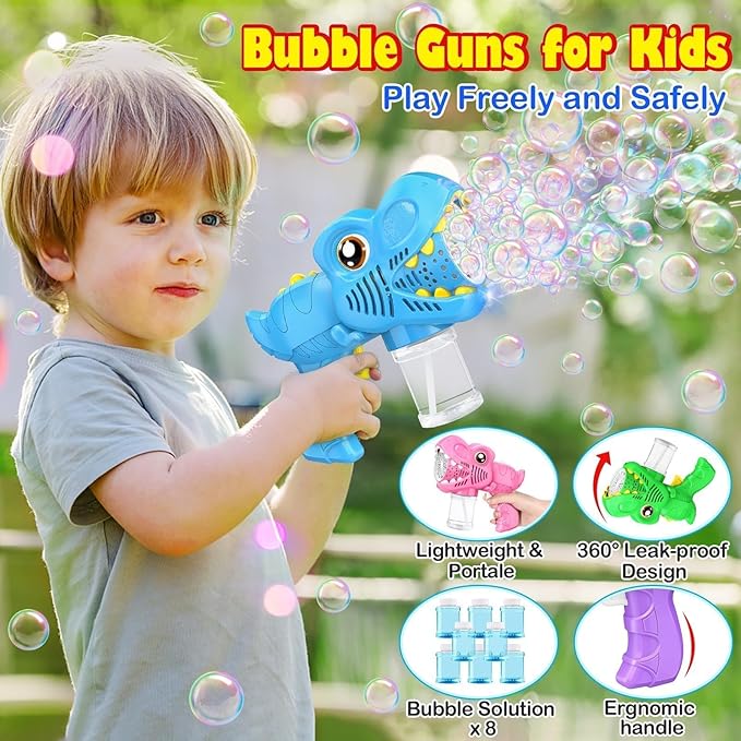 4 Pack Bubble Machine Guns - Toys for Boys Girls Ages 3-5 4-8 with 4 Bottle Solutions Kids Birthday Gift Bubble Blower for Kids Easter Toys Christmas Stocking Stuffers Valentines Outdoor Party Favors