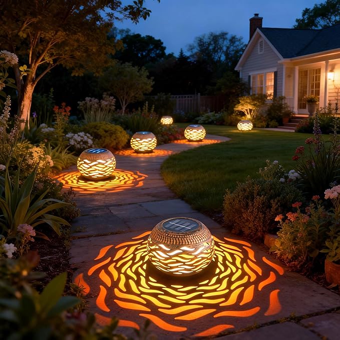 Solar Lanterns Outdoor Waterproof 2 Pack, Retro Metal Hollow Out Solar Lantern Lights with 3 Lighting Modes, Decorative Table Lanterns for Garden Yard Patio Porch , Gardening Gifts for Women Mom