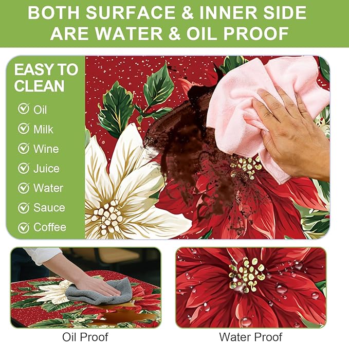 ANNA QUEEN 6FT Christmas Picnic Table Cover Set 3PCS 72"x30", Waterproof Outdoor Bench and Tablecloth Furniture Protection for Camping Beach BBQ Patio Backyard