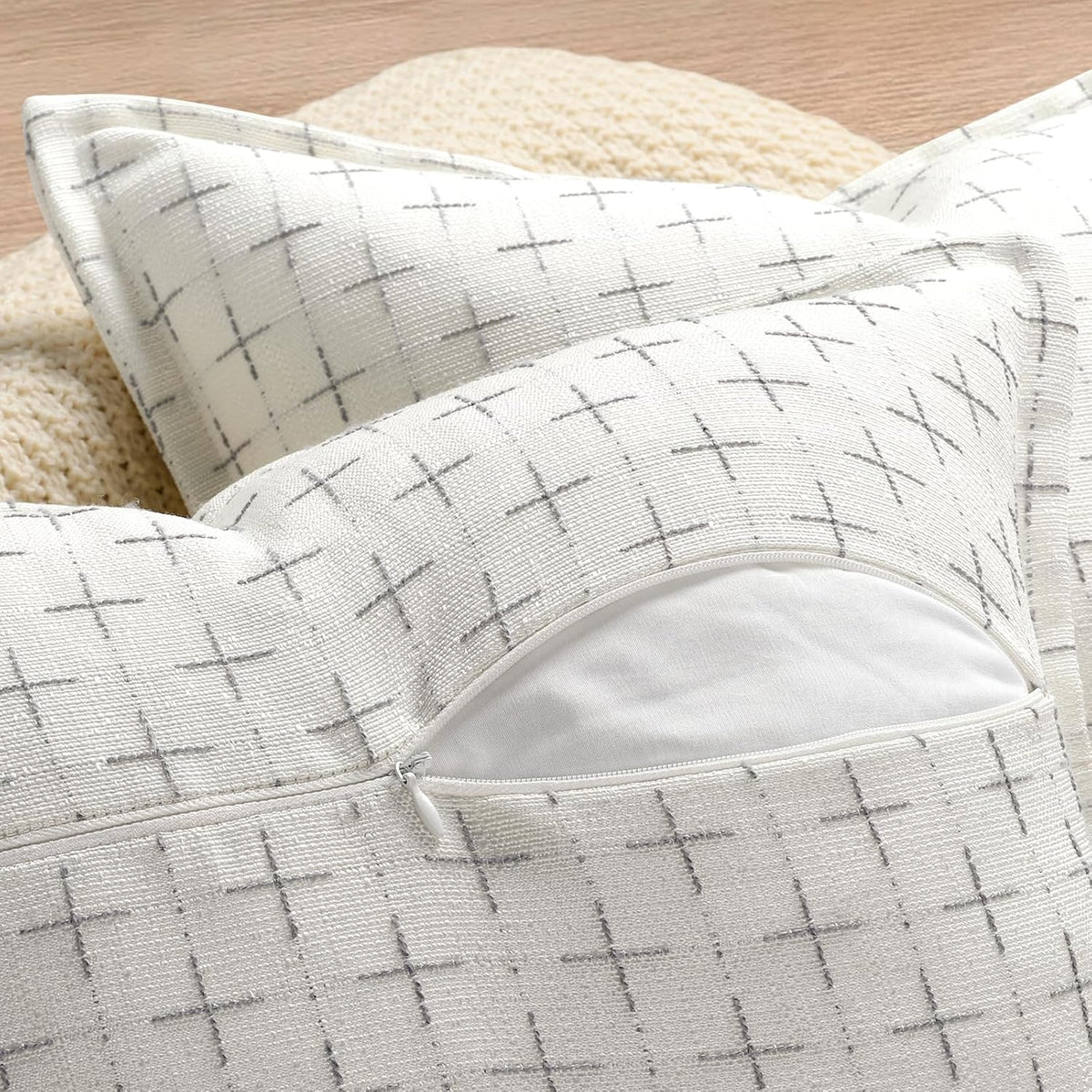 ZWJD Pillow Covers 26x26 Set of 2 Soft Polyester Textured Pillow Covers with Stylish Flange Edge Cozy Farmhouse Throw Pillows for Couch Bed Sofa Living Room