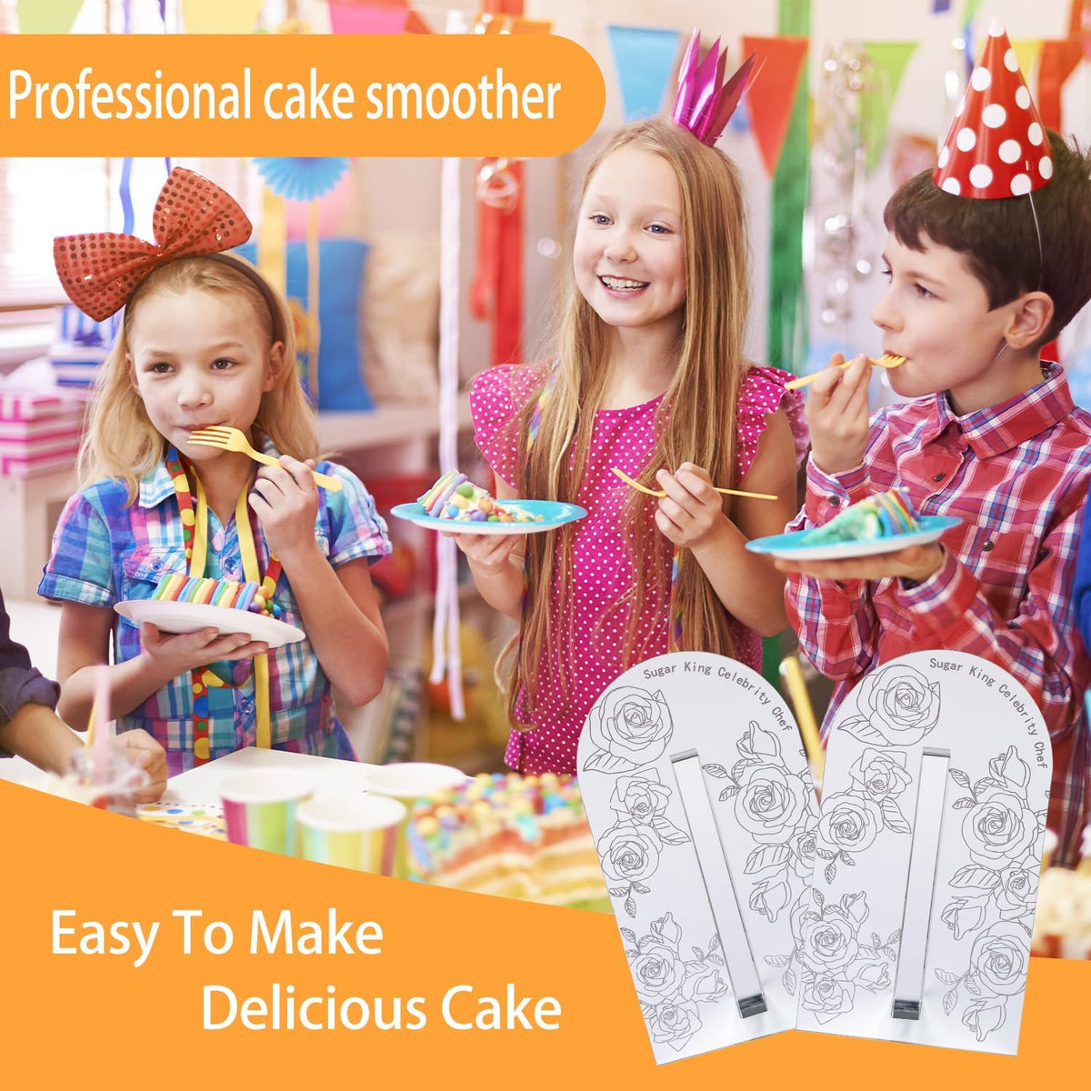Kalaien Fondant Smoother with Handle Acrylic Cake Smoother Tool for Icing fondant tools set-Round