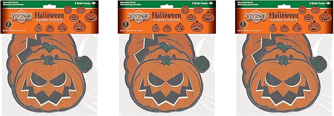 Beistle Vintage Halloween Pumpkin Cutouts 24 Piece, 6.5" - 9.5", Multicolor