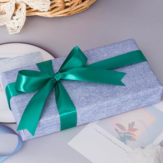 YASEO 1 Inch Teal Solid Satin Ribbon, 50 Yards Craft Fabric Ribbon for Gift Wrapping Floral Bouquets Wedding Party Decoration