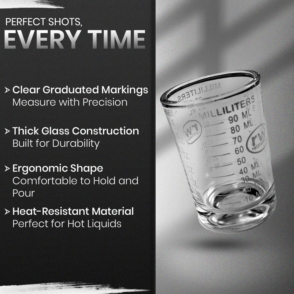 Rattleware 3 Oz Measuring Shot Glass - Premium and, Perfect for Bar Cart and Gatherings, Clear, 1 Piece