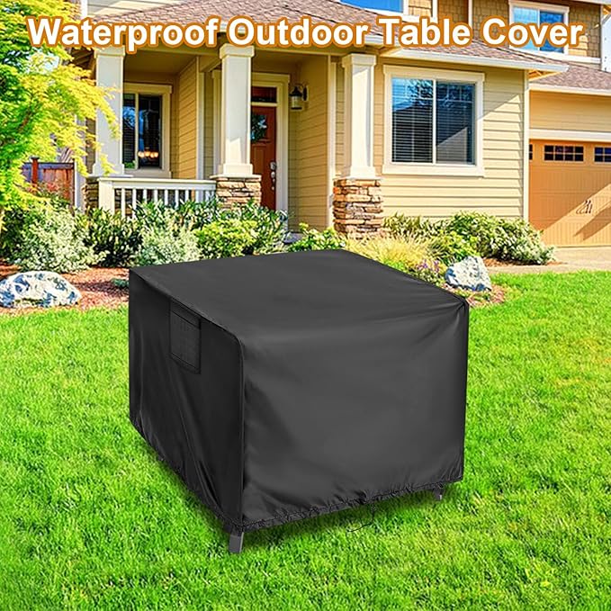 Outdoor Table Cover Square-Customized Personalized Covers Waterproof Patio Furniture Covers Rectangular for Outside Small Table and Chair Sets, Fire Pit, Coffee Table, Ottoman