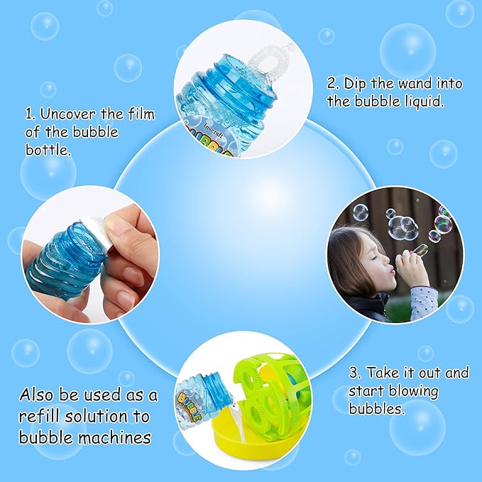 INSCRAFT 40 Pack Bubbles Solution Bulk, Party Favors for Kids Adults, 8 Colors Bottles with Wands for Birthday, Summer Toy, Weddings, Outdoor Activity, Refill for Bubbles Machine Blower