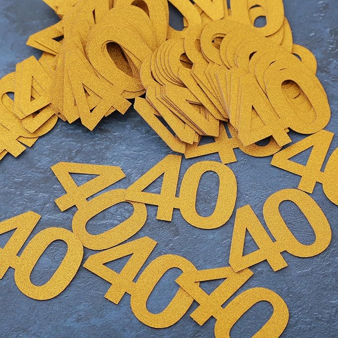 40th Happy Birthday Confetti Decorations - Gold Glitter Number 40 Party Decorations, Wedding Anniversary Party Table Decorations