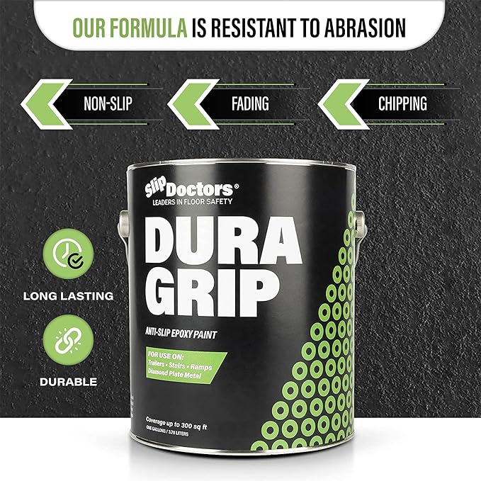 Dura Grip Anti-Slip Paint for Concrete, Wood, Tile and Metal – Non-Skid Coating for Floor, Decking and Ramps – Gallon (White)