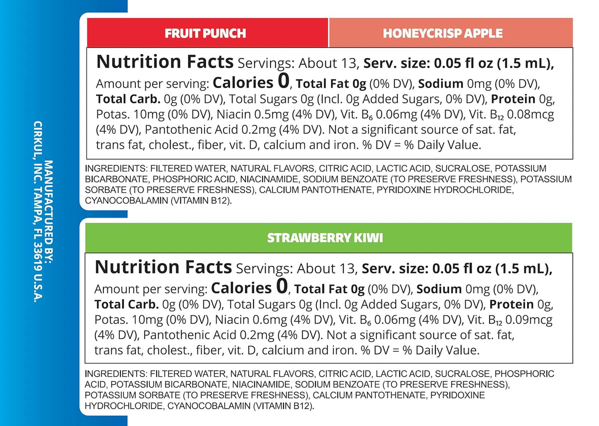Cirkul LifeSip Flavor Cartridge Variety Pack with B Vitamins, 6-Pack (Fruit Punch, 2 Strawberry Kiwi, 2 Honeycrisp Apple), No Sugar, Zero Calorie Drink Mix