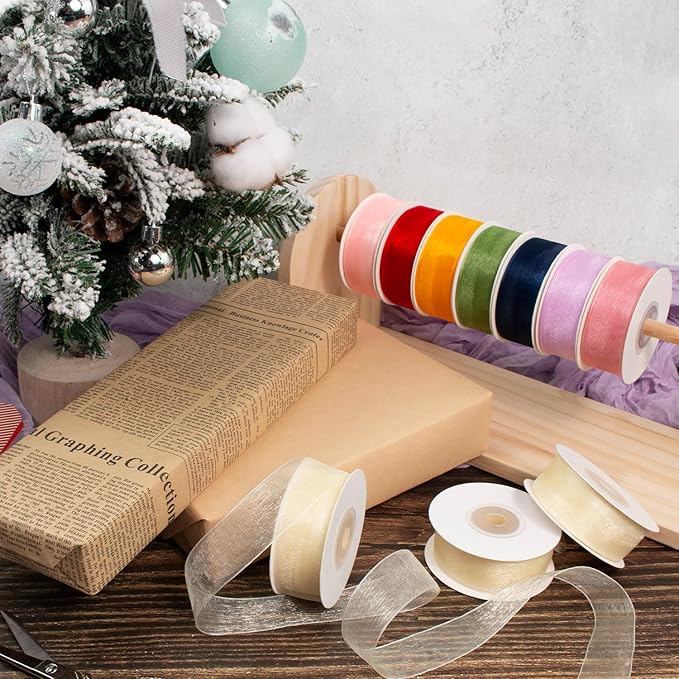 Ivory Organza Ribbon - 1 Inch x 75 Yds, Clear Ivory Chiffon Tulle for Gift Wrapping, Christmas, Weddings, Crafts