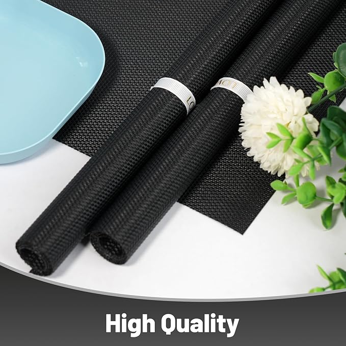 Placemats Set of 12，Non-Slip PVC Weave Table Mats Easy to Clean，Heat Resistant Place Mats for Kitchen Dining Table Decoration Indoor Outdoor，Black