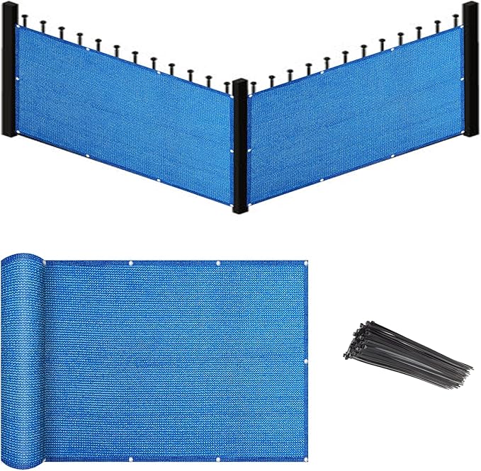 Eden's Decor Balcony Privacy Screen Cover Mesh Windscreen Weather-Resistant UV Protection for Backyard Deck, Patio, Balcony, Pool, Porch, Fence, Railing, Gardening (Blue,4'2"x 15')