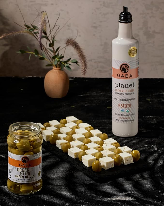 Gaea Planet Organic Extra Virgin Olive Oil, 16.9 fl oz, Cold Extracted Greek Olive Oil from Our Regenerative Estate, Ancient Athinolia Variety