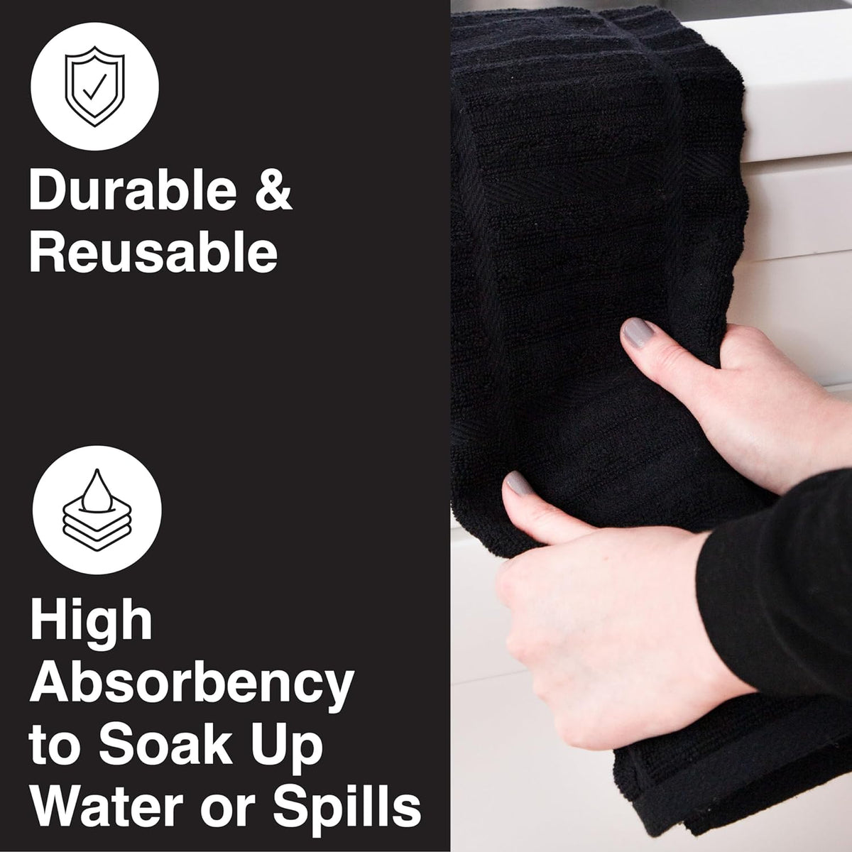 All-Clad Solid Kitchen Towel: Highly Absorbent, Super Soft Long Lasting - 100% Cotton, 17"x30" Tea Towel for Cleaning & Drying Dishes, Pans