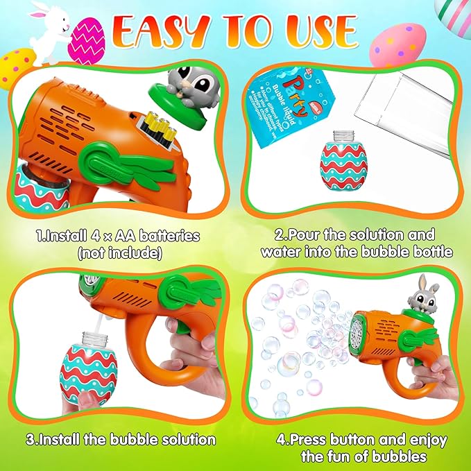 Bubble Guns for Toddlers,2 Pack Rabbit Bubble Machine for Kids, Bubble Blower with 10 Bubble Solutions,Outdoor Bubble Toy Summer Birthday Party Favors Gift for Age 3 4 5 6 7 8 Years Old Boys Girls