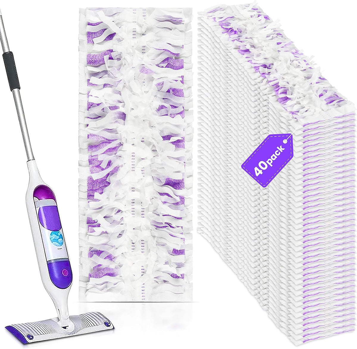 Power Mop Refills for Swiffer | 40 Count Disposable Pads for Wet & Dry Cleaning | Multi-Surface Compatible with Swiffer PowerMop Jets, Wood Floor Mops for Laminate, Tile, Hardwood Floors