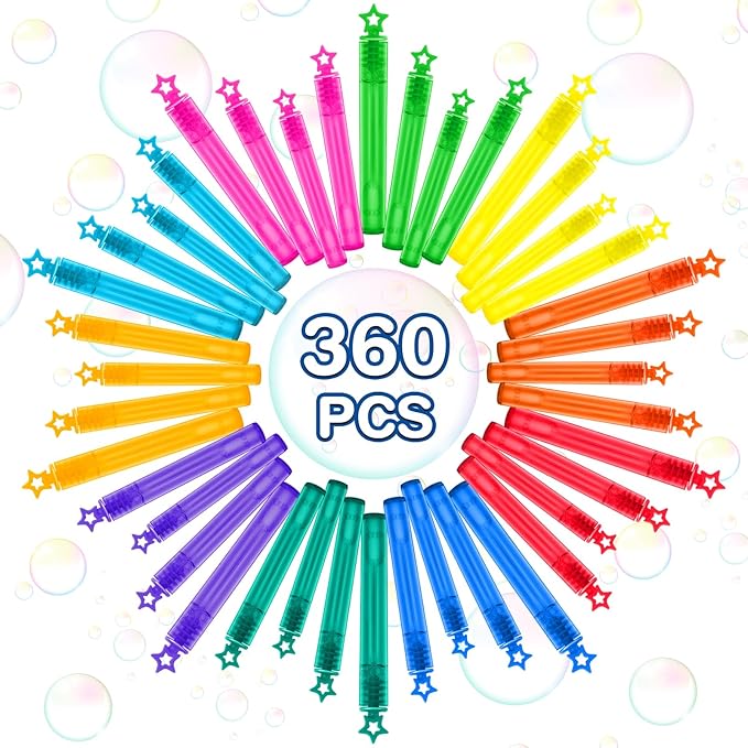 480 Pcs Mini Bubble Wands in 10 Colors, Bulk Party Favors for Kids, Themed Birthday, Christmas, New Year, Valentine, Carnival, School Classroom Prizes for Boys & Girls, Ideal Goodies Bags Stuffers