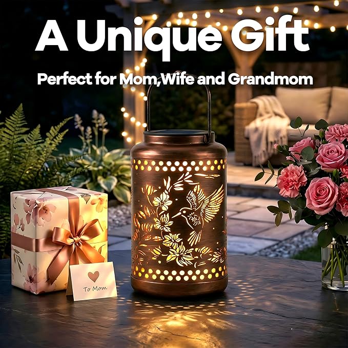 Hummingbird Solar Lanterns Outdoor Waterproof,Birthday Gifts for Women Mom Grandma,Decorative Hanging Garden Decor for Yard, Patio, Backyard, Porch