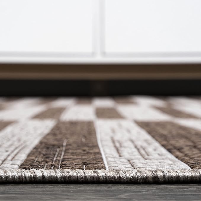 JONATHAN Y Offset Stripe Indoor Outdoor Area Rug 3X5 Beige/Brown, Sukie Modern for Backyard, Patio, Porch, Easy-Cleaning, High Traffic, Pet-Friendly, Non-Shedding (SMB133A-3)