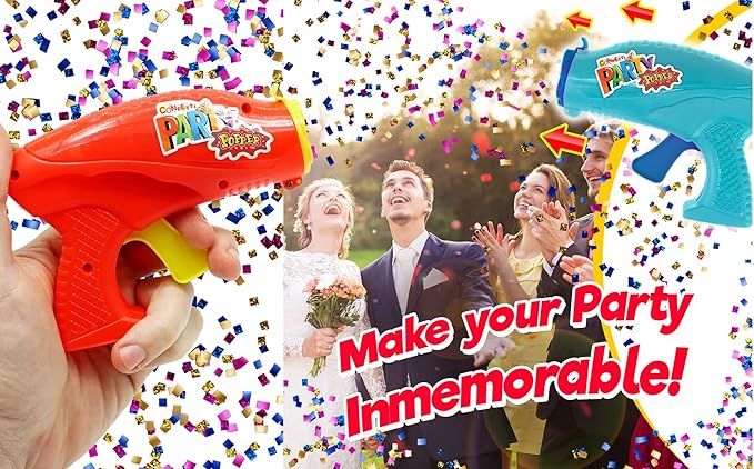 JA-RU Confetti Poppers for Kids (24 Pack) Colorful Party Poppers Confetti Shooters, Confetti Gun, Party Favors for Gender Reveal, Wedding, Birthday & New Year’s Eve | 955-24s